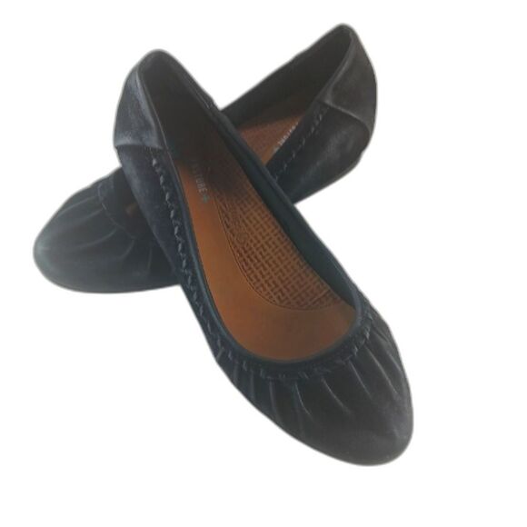 Beartraps Norma Round Toe Wedge Slip On Ballet Flats Women's 8.5 Black 1.5" Heel - Picture 1 of 9